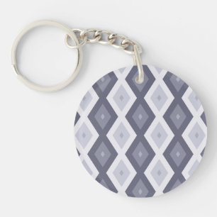 Shades of blue grey diamond pattern key ring