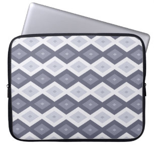 Shades of blue grey diamond pattern laptop sleeve