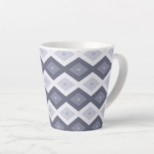 Shades of blue grey diamond pattern latte mug