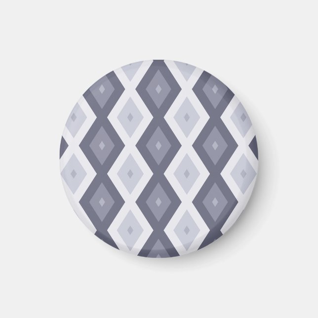 Shades of blue grey diamond pattern magnet (Front)