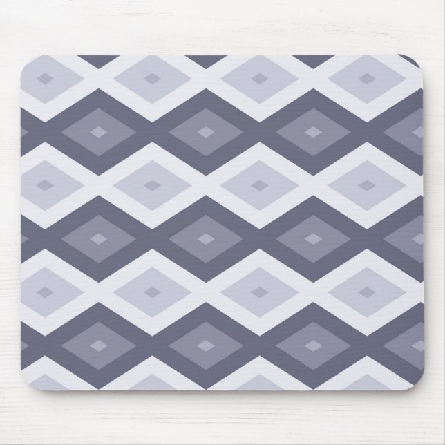 Shades of blue grey diamond pattern mouse mat (Front)