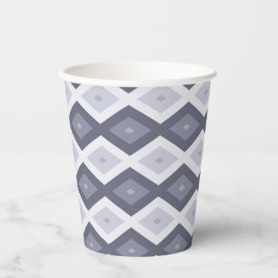 Shades of blue grey diamond pattern paper cups