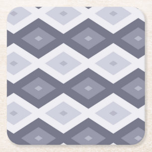 Shades of blue grey diamond pattern square paper coaster