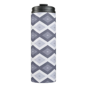 Shades of blue grey diamond pattern thermal tumbler