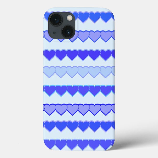 Shades of Blue Heart Rows Case-Mate iPhone Case (Back)