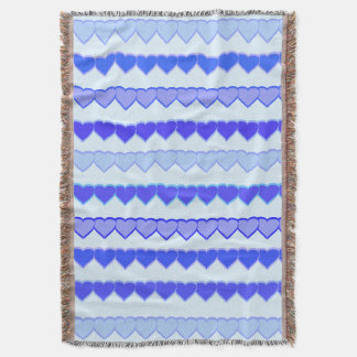 Shades of Blue Heart Rows Throw Blanket