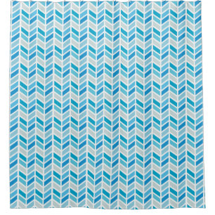 Shades of Blue Herringbone Pattern Design Shower Curtain