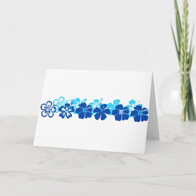Shades of blue hibiscus card (Front)