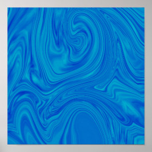 Shades Of  Blue Liquid Art Abstract Poster