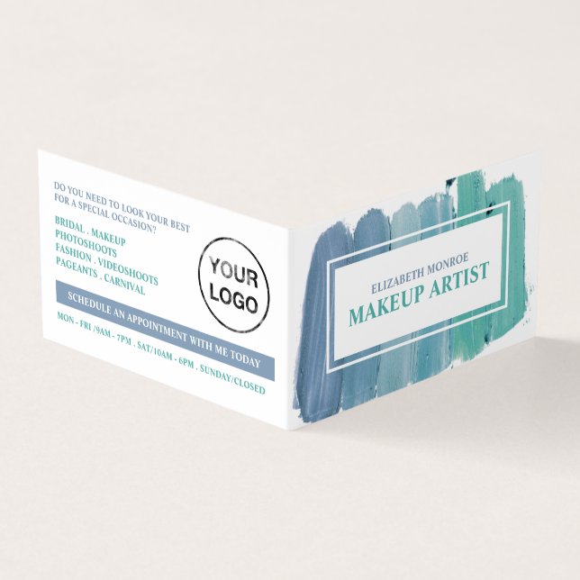 Shades Of Blue, Makeup Artist, Loyalty Card, Business Card (Outside)