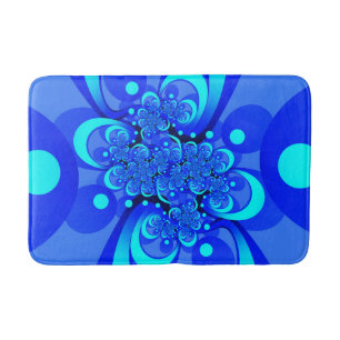 Shades of Blue Modern Abstract Fractal Art Bath Mat