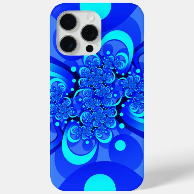 Shades of Blue Modern Abstract Fractal Art Case-Mate iPhone Case (Back)