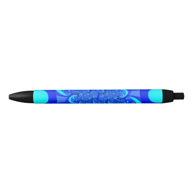 Shades of Blue Modern Abstract Fractal Art Ink Pen (Front)