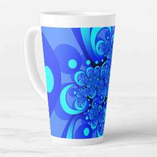 Shades of Blue Modern Abstract Fractal Art Latte Mug