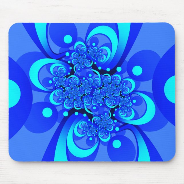 Shades of Blue Modern Abstract Fractal Art Mouse Mat (Front)