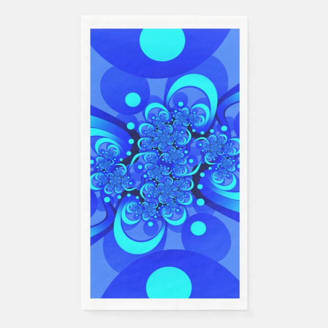 Shades of Blue Modern Abstract Fractal Art Napkin (Front)