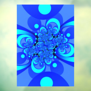 Shades of Blue Modern Abstract Fractal Art Window Cling