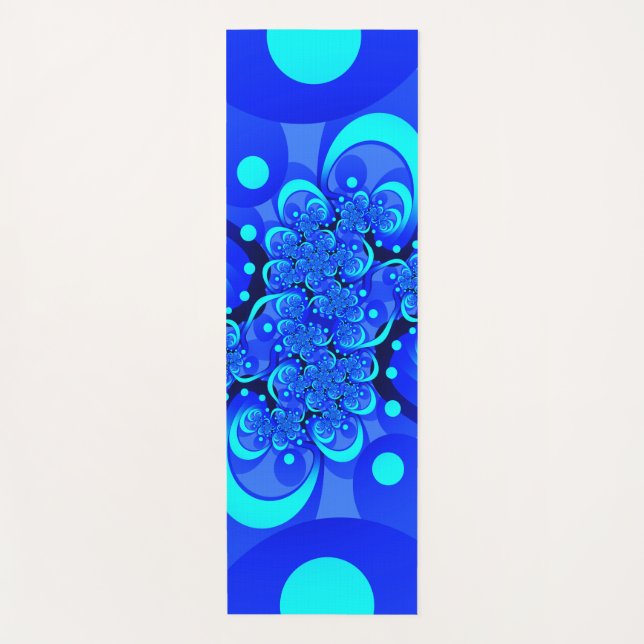Shades of Blue Modern Abstract Fractal Art Yoga Mat (Front)