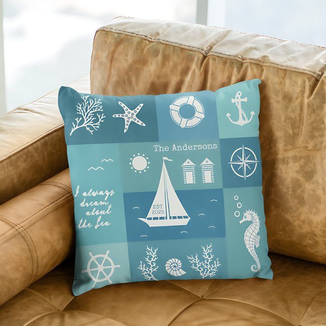 Shades of Blue Nautical Beach House  Cushion (Creator Uploaded)