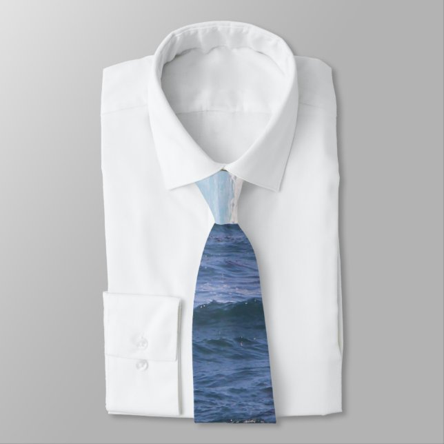 Shades of blue ocean theme necktie (Tied)