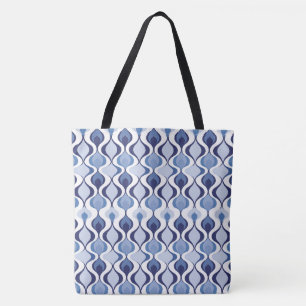 Shades of Blue Ogee Geometric All-Over-Print Tote Bag
