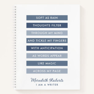 Shades of Blue Poem for Writers Personalised Notebook