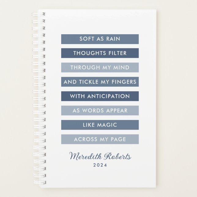 Shades of Blue Poem for Writers Personalised Planner (Front)