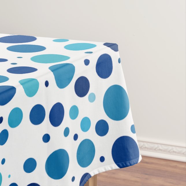 Shades of Blue Polka Dots Tablecloth (In Situ)