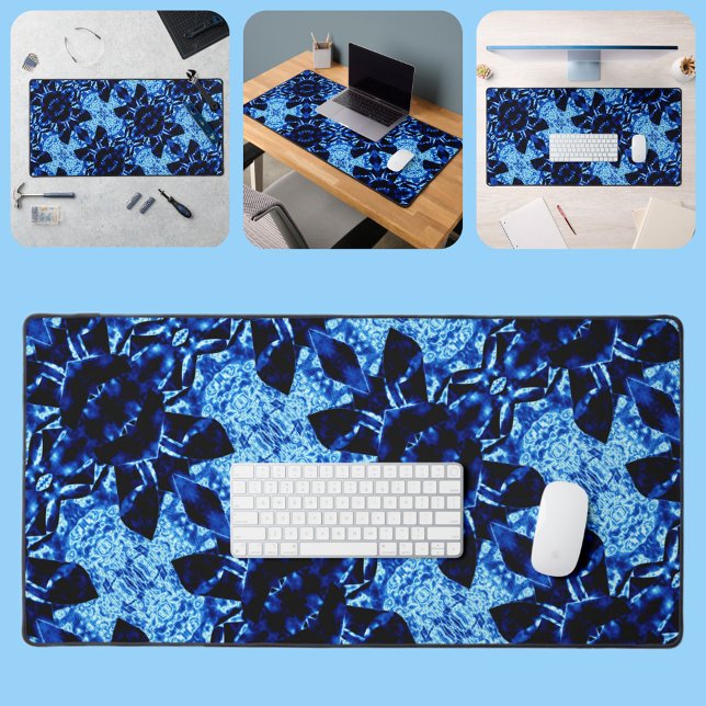Shades of Blue Polynesian Pattern Desk Mat (Creator Uploaded)
