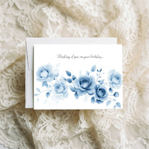 Shades of Blue Roses Vintage Floral Design Card