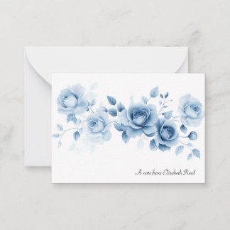 Shades of Blue Roses Vintage Floral Design Card
