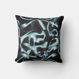 Shades of blue silver on abstract tapes up dark cushion