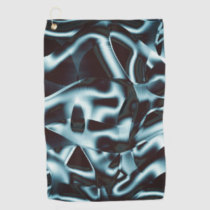 Shades of blue silver on abstract tapes up dark  t golf towel