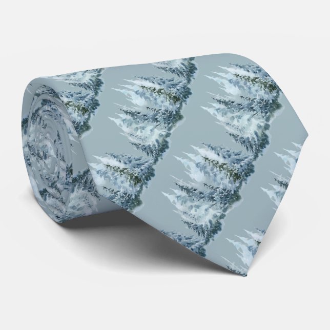 Shades of Blue Spruce Coniferous Trees Wilderness  Tie (Rolled)
