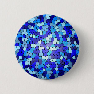Shades of Blue Stained Glass by Shirley Taylor 6 Cm Round Badge