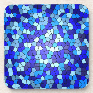 Shades of Blue Stained Glass by Shirley Taylor Coaster