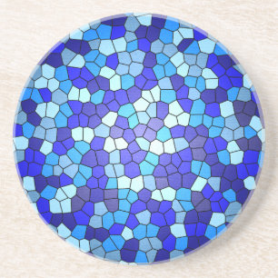 Shades of Blue Stained Glass by Shirley Taylor Coaster