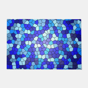 Shades Of Blue Stained Glass by Shirley Taylor Doormat
