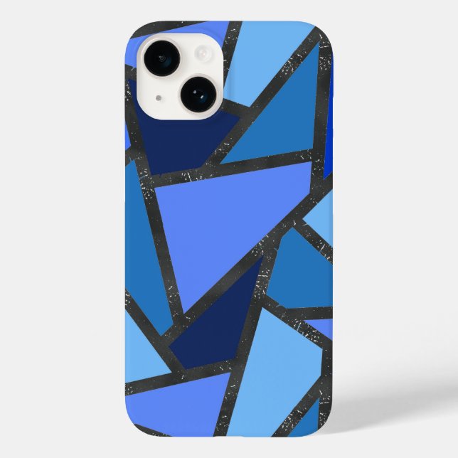 Shades of blue stained glass pattern Case-Mate iPhone case (Back)