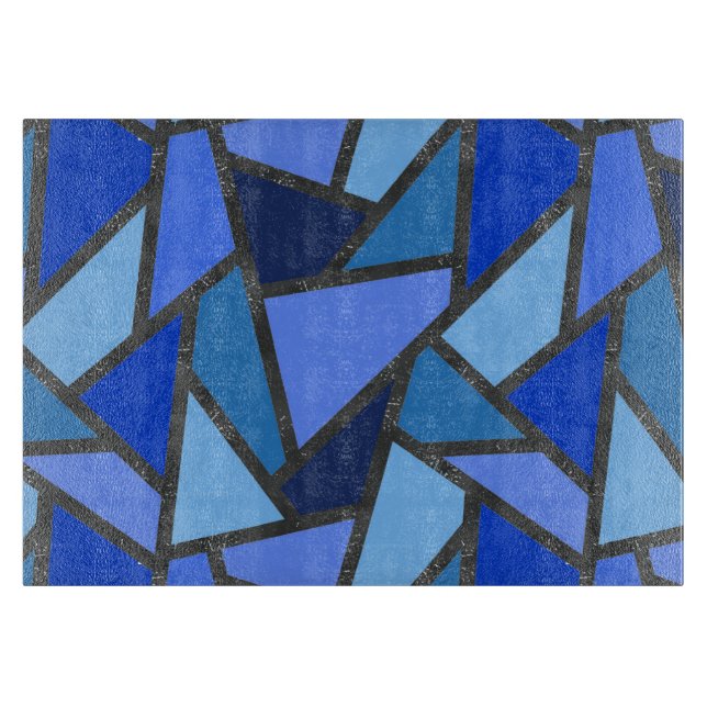 Shades of blue stained glass pattern cutting board (Front)