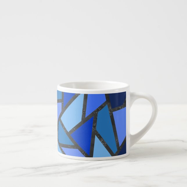 Shades of blue stained glass pattern espresso cup (Right)