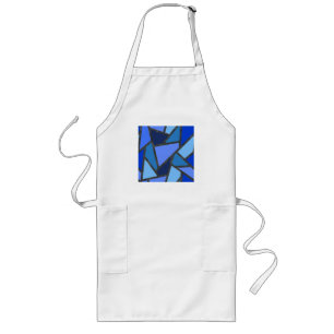 Shades of blue stained glass pattern long apron