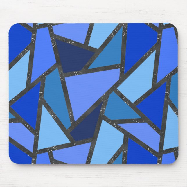 Shades of blue stained glass pattern mouse mat (Front)