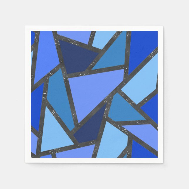 Shades of blue stained glass pattern napkin (Front)