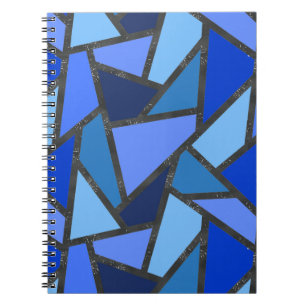 Shades of blue stained glass pattern notebook