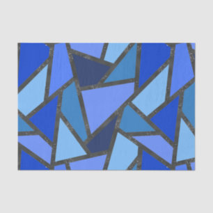 Shades of blue stained glass pattern tissue paper