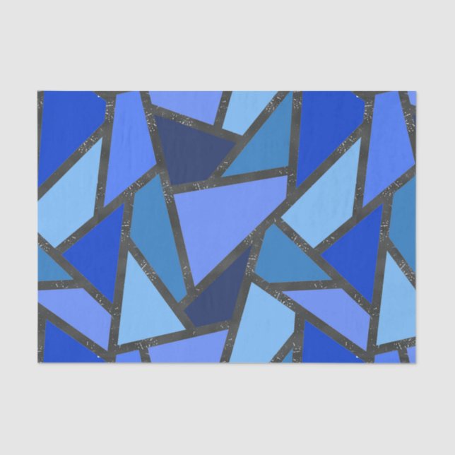 Shades of blue stained glass pattern tissue paper (Front)