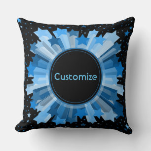 Shades Of Blue Starburst Throw Pillow
