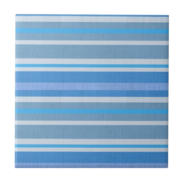 Shades of Blue Striped Tile (Front)