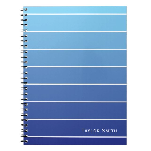 Shades of Blue Stripes Paint Chip Notebook (Front)